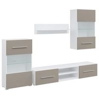 muebles para tv  muebles de salon 5 uds con iluminacion led gris piedra cfw45635