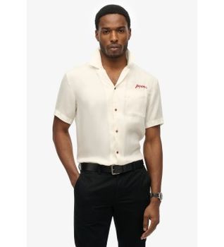 Superdry para hombre. M4010938A Camisa Merchant Suika blanco roto (XXL), Casual, Algodón, Manga corta
