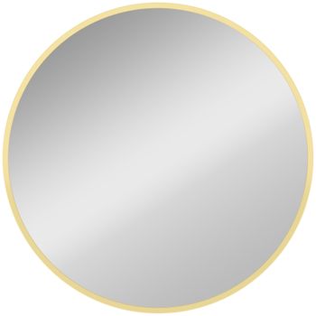 HOMCOM Espejo de Pared Redondo Ø61 cm Espejo de Baño Marco de Aluminio para Sala de Estar Dormitorio Pasillo Dorado