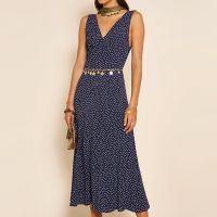 rixo sandrine polka dot crepe dress - uk 16