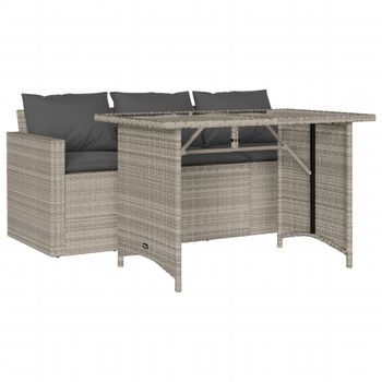 Set Comedor Jardín Y Cojines 2 Piezas Ratán Sintético Gris Claro