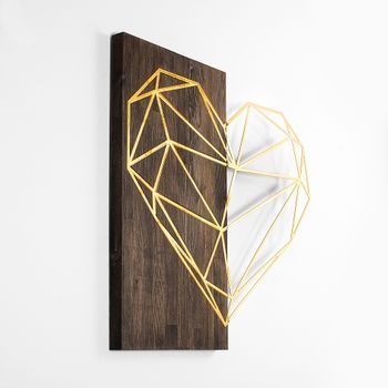 Decoración Pared De Madera Heart Oro Nogal 58x58 Cm