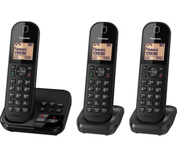 PANASONIC KX-TGC423EB Cordless Phone with Answering Machine - Triple Handsets