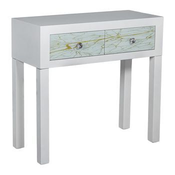 Mesa Entrada 2 Cajones Madera Lacada Blanco,dorado