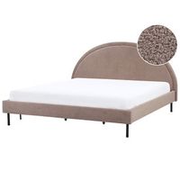 cama minimalista boucle tapiceria poliester somier cabecero semicircular 180 x 200 cm gris pardo margut