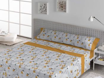 Sábanas karamelo prisma mostaza 150 cm