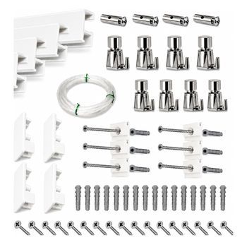 Eurohang Pack Colgar Cuadros Sin Agujeros 12m Guías Aluminio Blanco Mate Con 14 Colgadores Automático, Cuelga Cuadros Sin Clavos Hogar Oficina