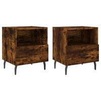 juego de 2 mesitas de noche - mesilla madera ingenieria roble ahumado 40x35x475cm mc4503