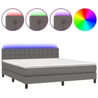 cama box spring colchon y led cuero sintetico gris 180x200 cm vidaxl