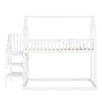 litera con escalera y barreras anticaida 90x200cm madera maciza blanco