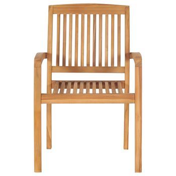 Pack 2 Uds Sillas De Comedor De Jardín | Silla De Exterior | Sillón Apilables Madera Maciza Teca