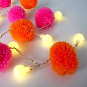 20 Neon Pom Pom Fairy Lights