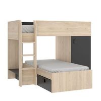 cama tren juvenil para 2 ninos - move - 150x255x112 - natural  grafito