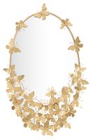 espejo de pared ovalado con mariposas en metal dorado cm 59x3x895
