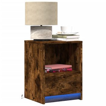 Mesitas De Noche (2 Uds) - Dormitorio - Madera De Ingeniería - Roble Ahumado (38x34x50cm)