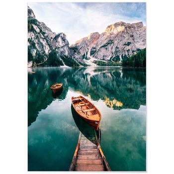 Panorama Dibond De Aluminio Lago De Braises Italia 100 X 70 Cm | Impreso En Aluminio Dibond Blanco De Alta Calidad | Cuadros Paisajes| Cuadros