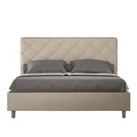 cama con somier acolchada 160x210 cuero sintetico gris paloma priya