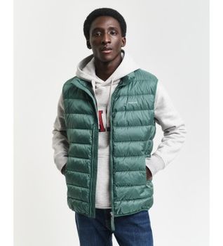 Gant para hombre. 7006299 Chaleco de plumónh ligero verde (L), Casual, Poliéster Reciclado, Sostenible