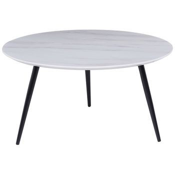 Mesa De Centro Efecto Mármol Blanco Negro 79 Cm Mdf Sala De Estar Dormitorio Effie