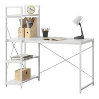 encasa mesa escritorio stavanger - escritorio de ordenador - 122 x 120 x 64 cm - con 4 estantes - mesa de oficina - blanco
