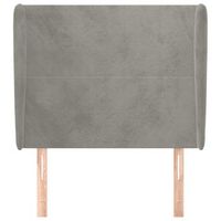 cabecero cama mueble de dormitorio con orejas de terciopelo claro 93 x 23 x 118128 cm gris m020003868