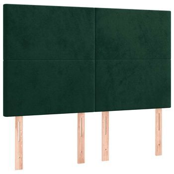 Pack 4 Uds Cabeceros Cama | Panel De Cabeceras Terciopelo Verde Oscuro 72x5x78/88 Cm