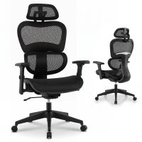 costway silla de oficina ergonomica con ruedas reposacabezas y reposabrazos ajustables respaldo reclinable altura regulable negro