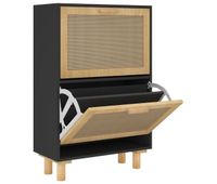 vidaxl zapatero madera contrachapada negro ratan natural 52x25x80 cm