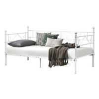 encasa cama con esctructura de metal - para una persona - armazon de diseno 200 x 100cm - sofa - divan - blanco