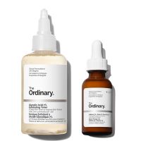 the ordinary glycolic acid toner  caffeine serum radiant skin duo