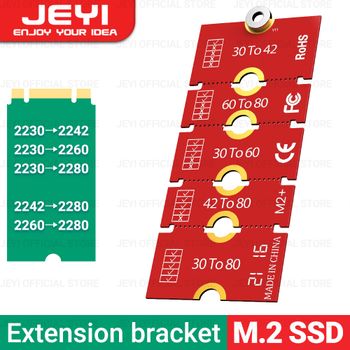JEYI M.2 NGFF NVME SSD soporte de extensión transferencia 2230 2242 2260 2280 longitud extender adaptador soporte tarjeta placa cambio tamaño largo