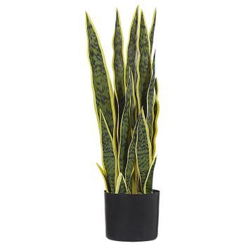 Planta Artificial En Maceta De Material Sintético Verde Negro 63 Cm Accesorio Interior Snake Plant