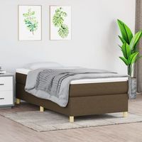 cama individual  cama para adultos  estructura de cama box spring tela marron 90x190 cm cfw375405