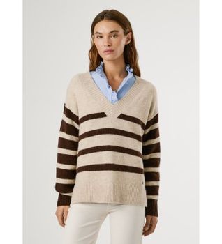 Pepe Jeans para mujer. PL7000023 Jersey Cecil Stripe beige (XL), Casual, Acrílico