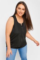 yours camiseta negra sin mangas de algodon con jaretas mujer curvy y tallas grandes yours