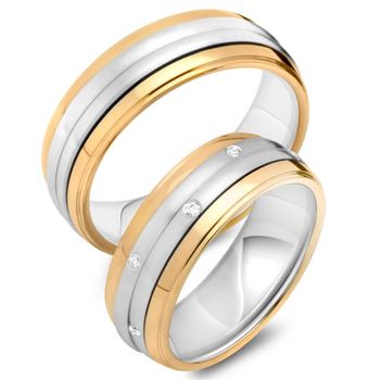 Alianzas 8 quilates oro amarillo-blanco 10 diamantes