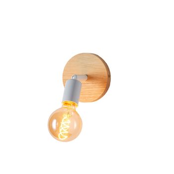 Lámpara de pared giratoria madera y metal blanco Ø6 cm E27