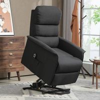 sillon relax reclinable electrico de lino homcom 66x90x96 cm negro