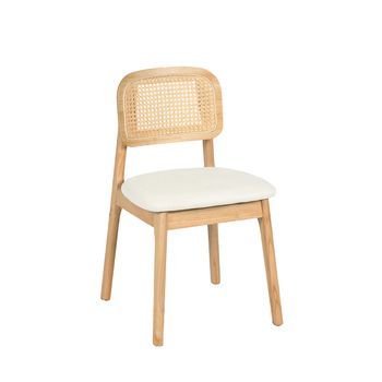 Silla De Comedor Poliéster, Madera De Hevea, Ratán Sintético Klast Home Natural 46 X 79 Cm - Natural