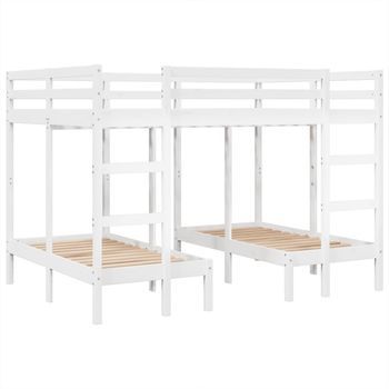 Litera Triple Madera Maciza De Pino Blanca 140x200/70x140 Cm Vidaxl