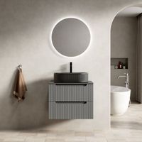 mueble de lavabo suspendido - mueble de bano - contrachapado - gris oscuro 60x46x622cm