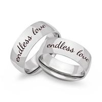 alianzas de boda de acero inoxidable brillante con grabado laser