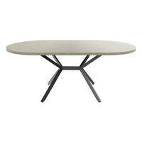 marui big - mesa de comedor ovalada 180x100 cm en madera texturizada con base central de metal ashi