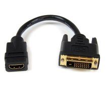 Adaptador de 20cm HDMI a DVI - DVI-D Macho - HDMI Hembra - Cable Conversor de VÃdeo - Negro