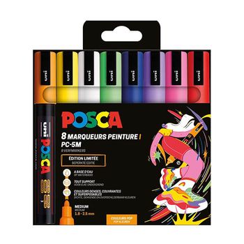 Juego de marcadores de pintura POSCA PC-5M Pop Colors (redondos de 1,8 a 2,5 mm) 8 uds