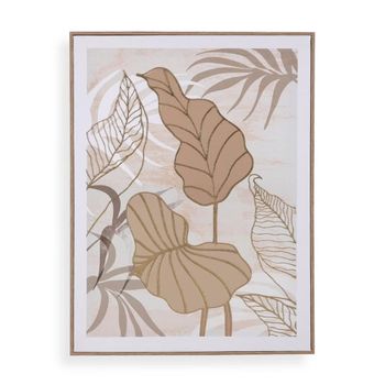 Cuadro hojas tropicales con marco 60x45 cm