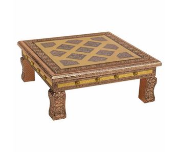 Mesa auxiliar de metal repujado color cobre 38x38x14