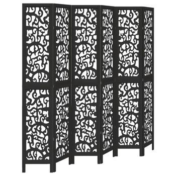 Biombo Separador De 6 Paneles Madera Maciza Paulownia Negro Vidaxl