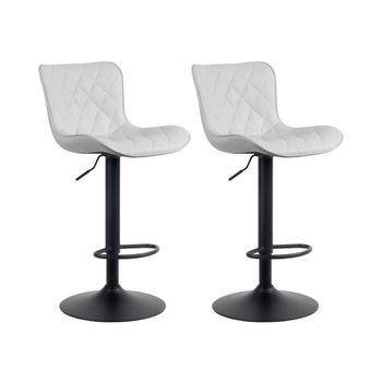 Set de 2 Taburetes de bar regulable en Simil cuero Blanco