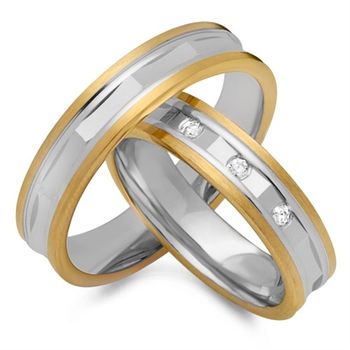 Alianzas 8 quilates oro amarillo-blanco 3 diamantes